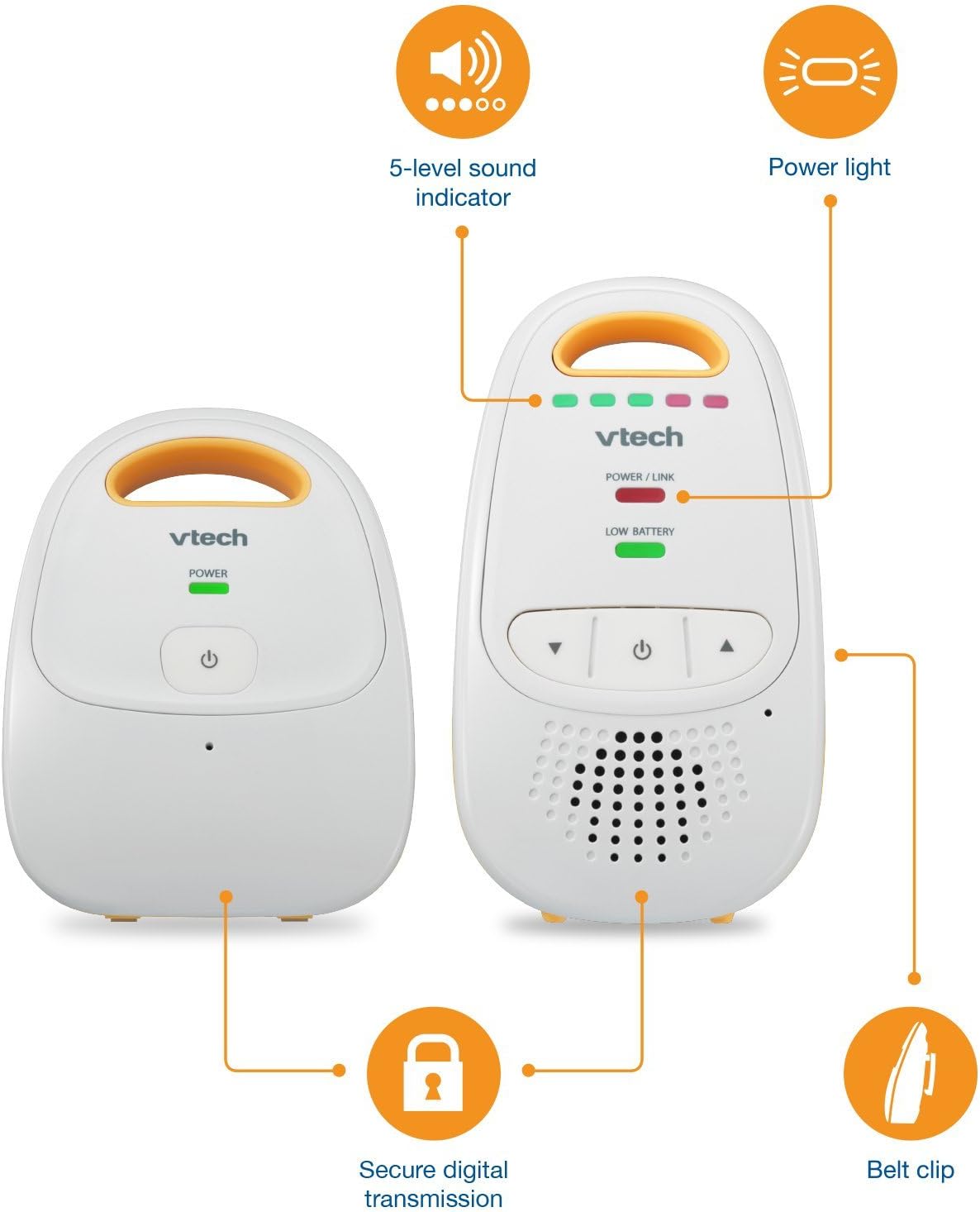 Monitor de Bebé Solo Audio – VTech con Batería Recargable, Largo Alcance y Sonido Nítido