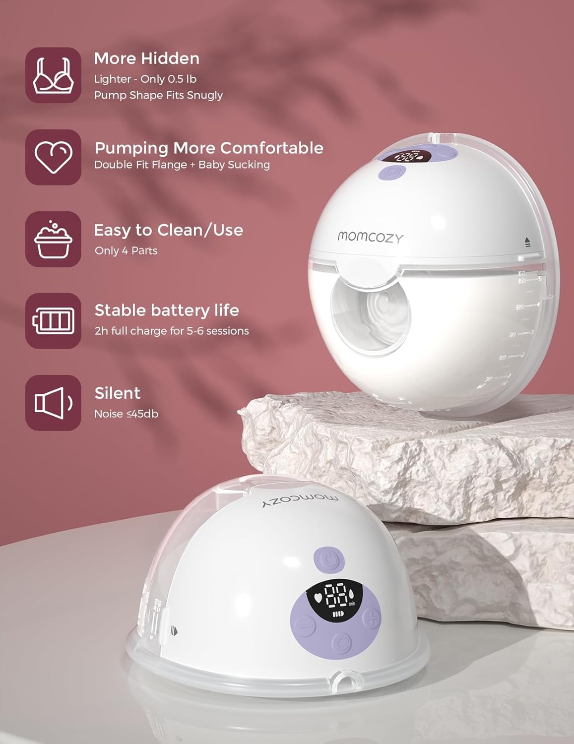 Extractor de Leche Eléctrico Portátil y Manos Libres – Momcozy M5