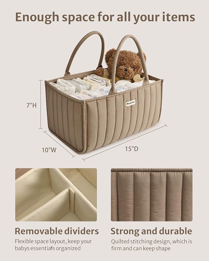 Organizador de Pañales Blissful Diary, Cesta Estilosa para Elementos Esenciales de Bebé y Estación de Pañales