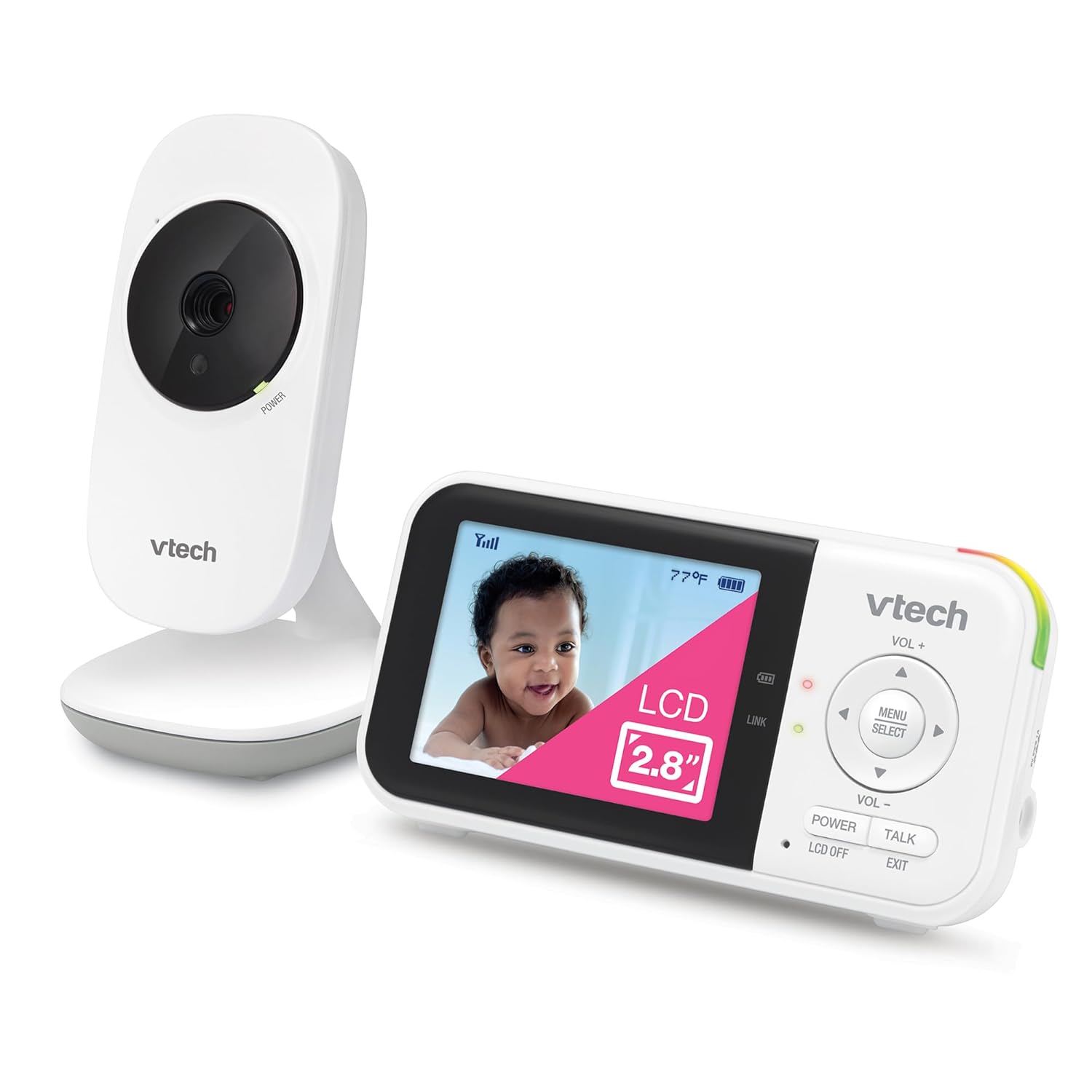 Monitor de Bebé con Cámara y Audio – Pantalla de 2.8", Visión Nocturna, Audio Bidireccional, Sensor de Temperatura y Canciones de Cuna – VTech VM819