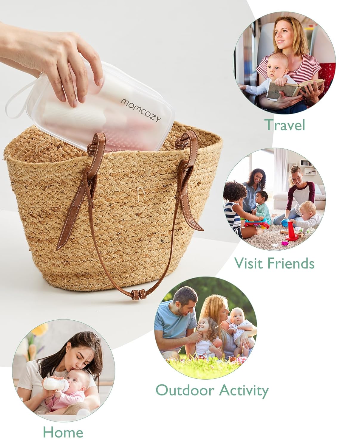 Kit de Cepillos para Biberones – Momcozy con Diseño de Presión y Espuma – Limpieza Profunda para Biberones, Extractores, Tetinas y Más (Rosa)